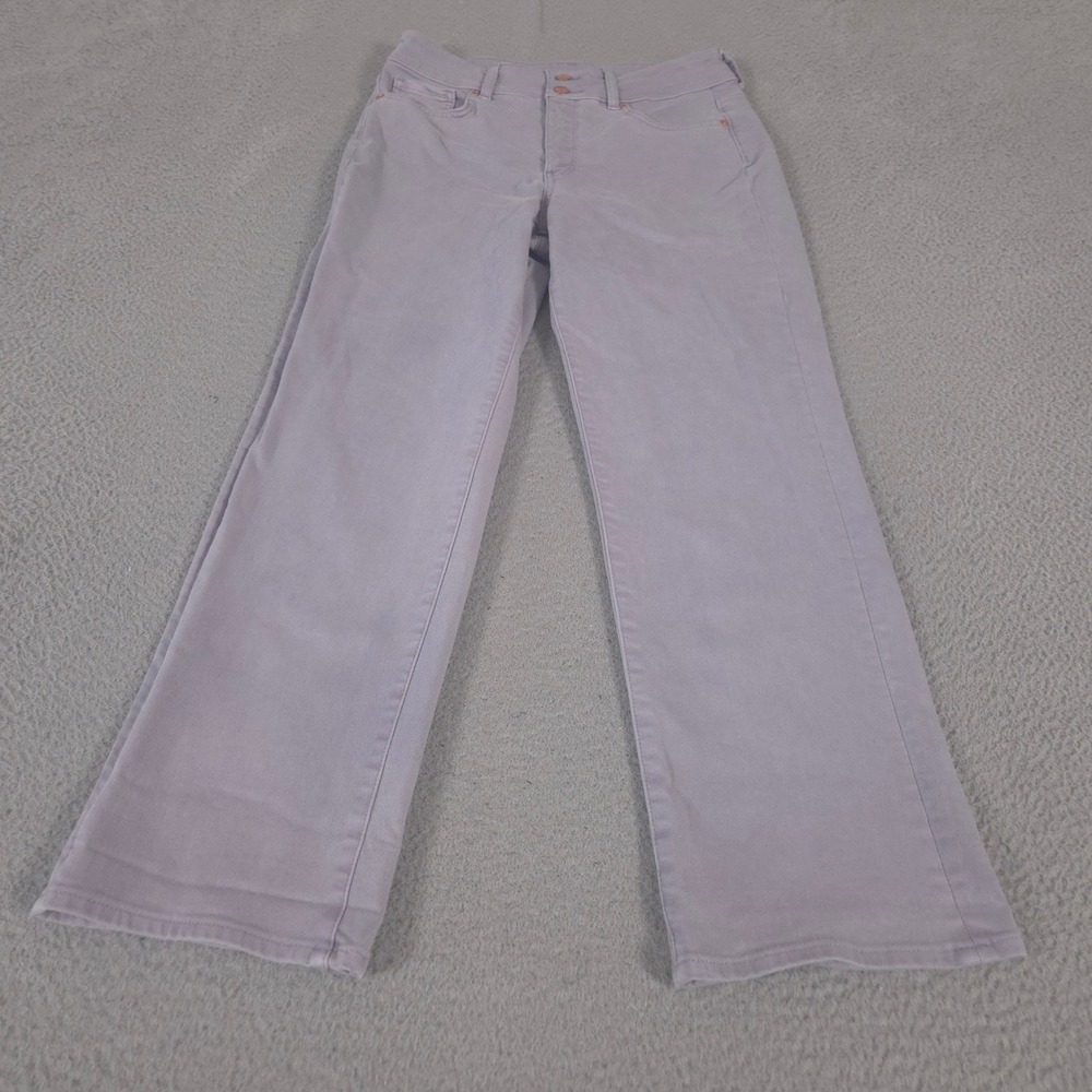 NYDJ Jeans Womens 6 Lavender Bailey High-Rise Relaxed Straight Double Button